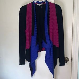 Alberto Makali cardigan asymmetric front, block color, size large